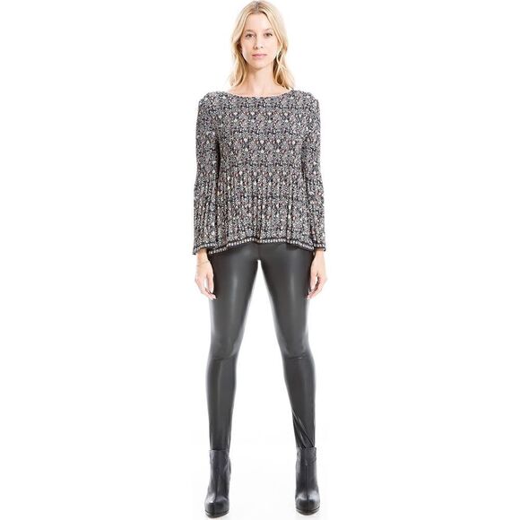 NWT Max Studio Women's Crepe Pleated Blouse, Size Large - Picture 1 of 9